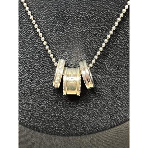 Y2K Coach 95125 Sterling Silver Pavé Crystal Rondell Pendant Necklace - Picture 3 of 10